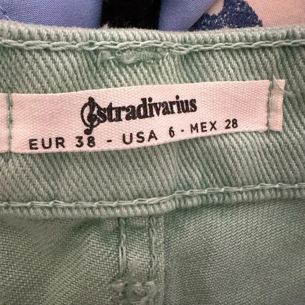 Stradivarius Green Jean Shorts Size 6